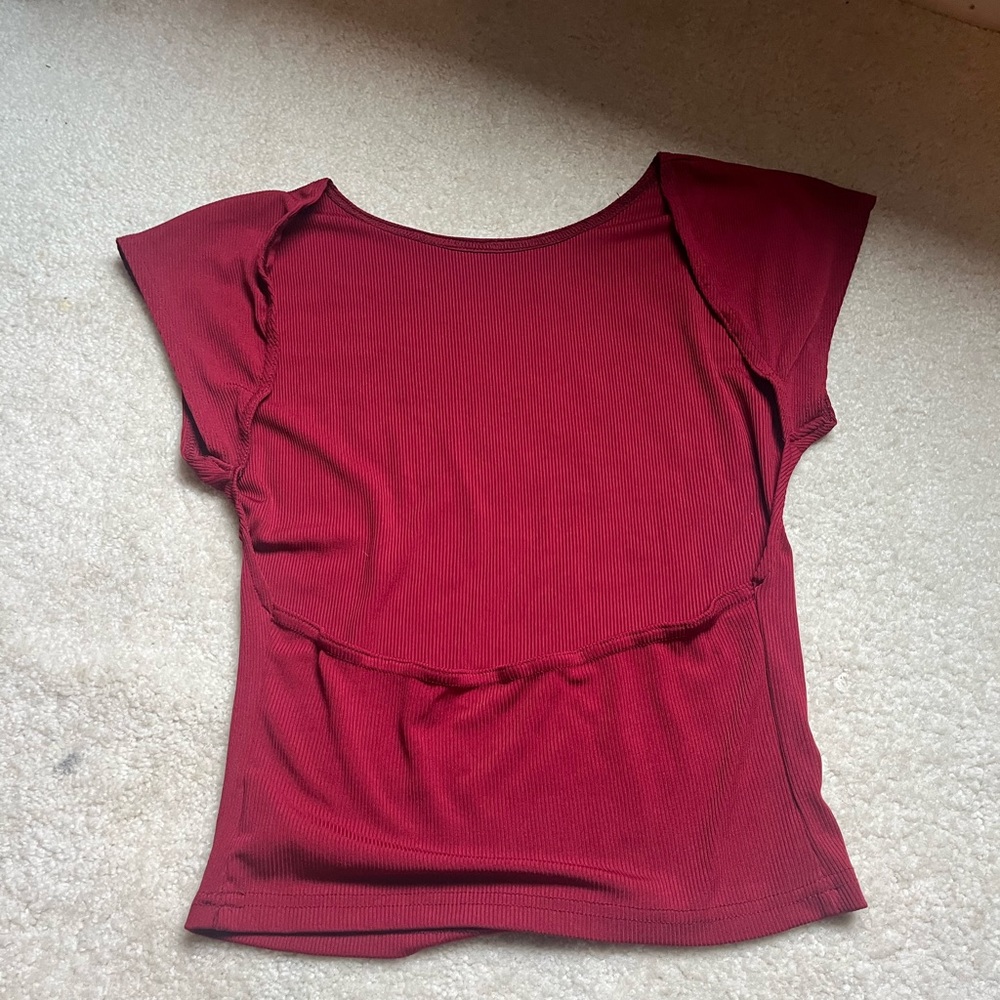 Y2K backless top, burgundy